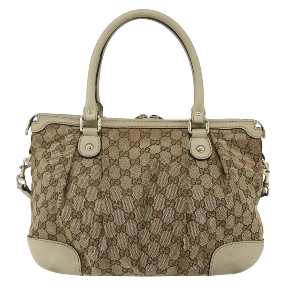 GUCCI GG Canvas Hand Bag 2way Beige Gold 247902 Auth 151442 - Picture 2 of 16